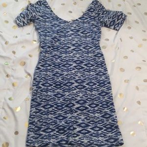 Blue pattern body con dress